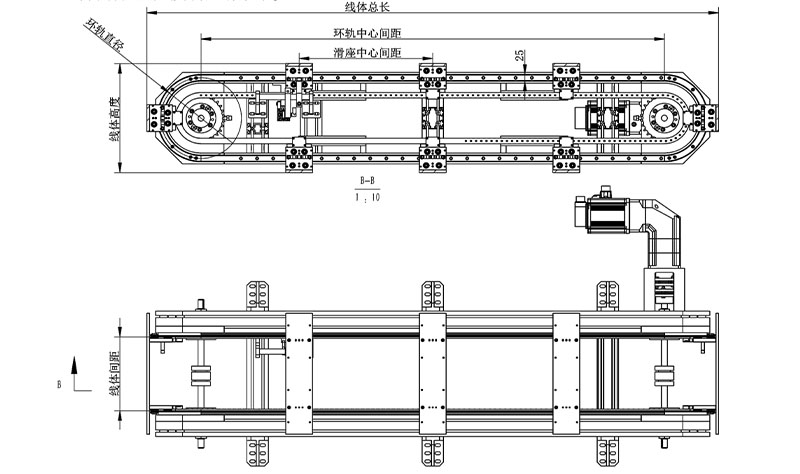 精密驱动的曲线轨道垂直输送机