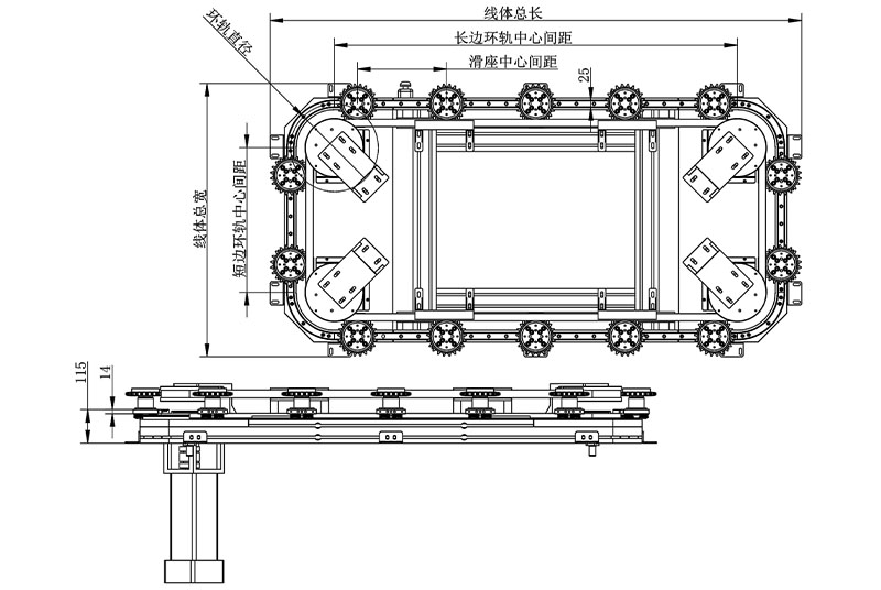 工位自转环形导轨输送线