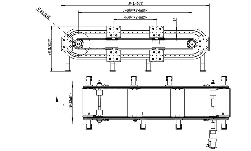 立式双底板双轨环形导轨输送线