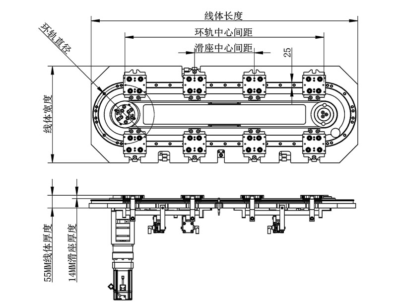 精密设计的椭圆底板同步带环形导轨