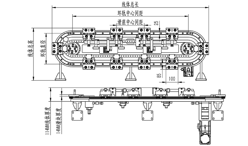 立式环形导轨双线体滑块同步传动