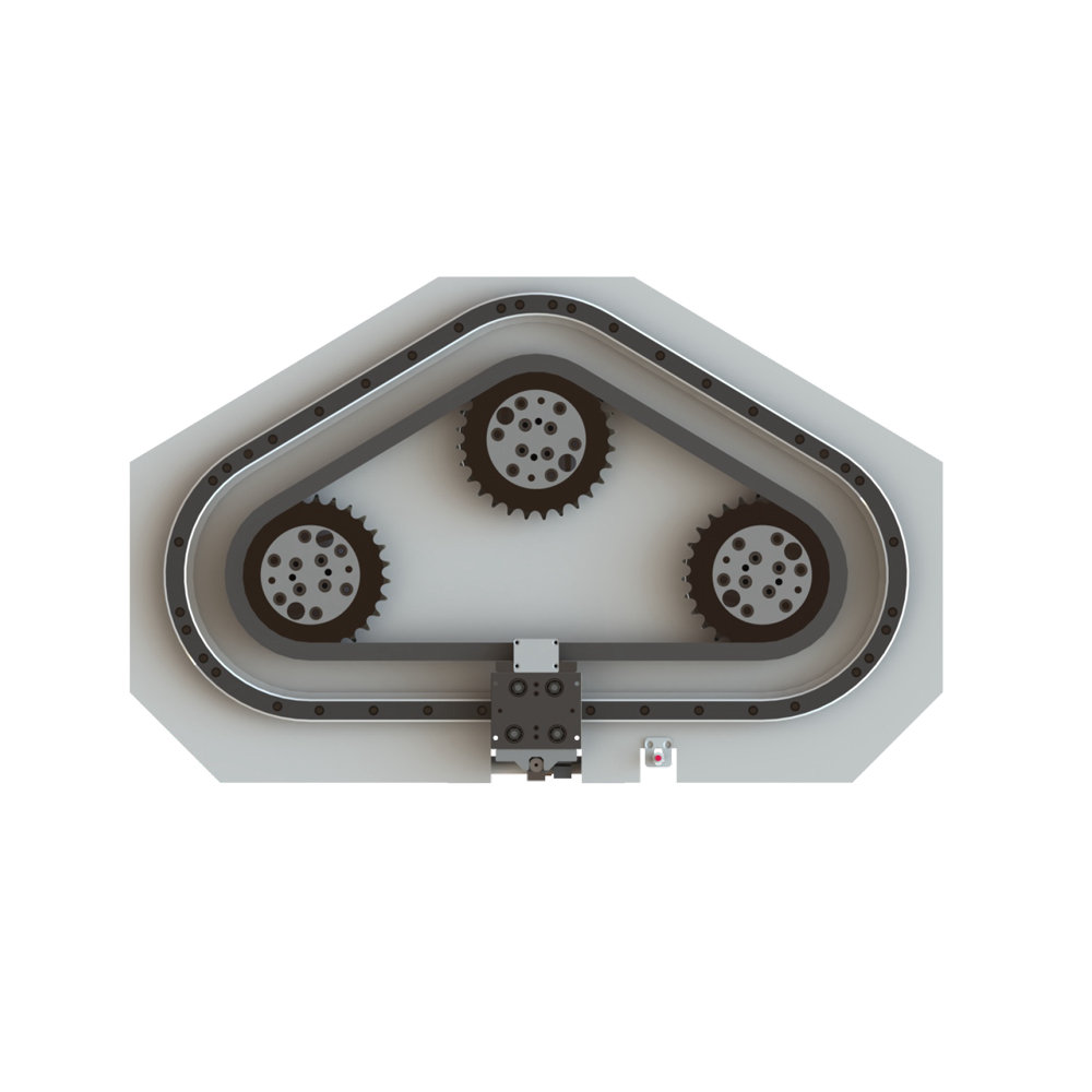 Special-shaped structure triangle series chain circular guideway conveyor